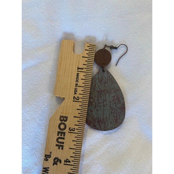 Earrings Lightweight Distressed Turquoise Blue Boho Peasant Look Trendy Casual - Picture 3 of 4